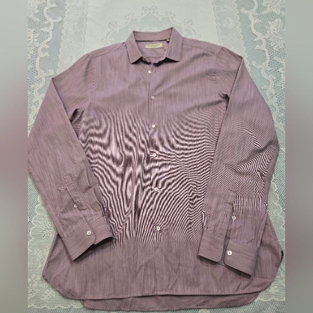 Burberry Purple Dress Shirt Classic Style 100% Cotton 16/41